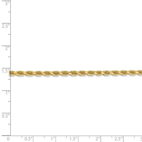 3.25mm, 14k Yellow Gold, Diamond Cut Solid Rope Chain Necklace, 30 In. - Picture 5 of 8